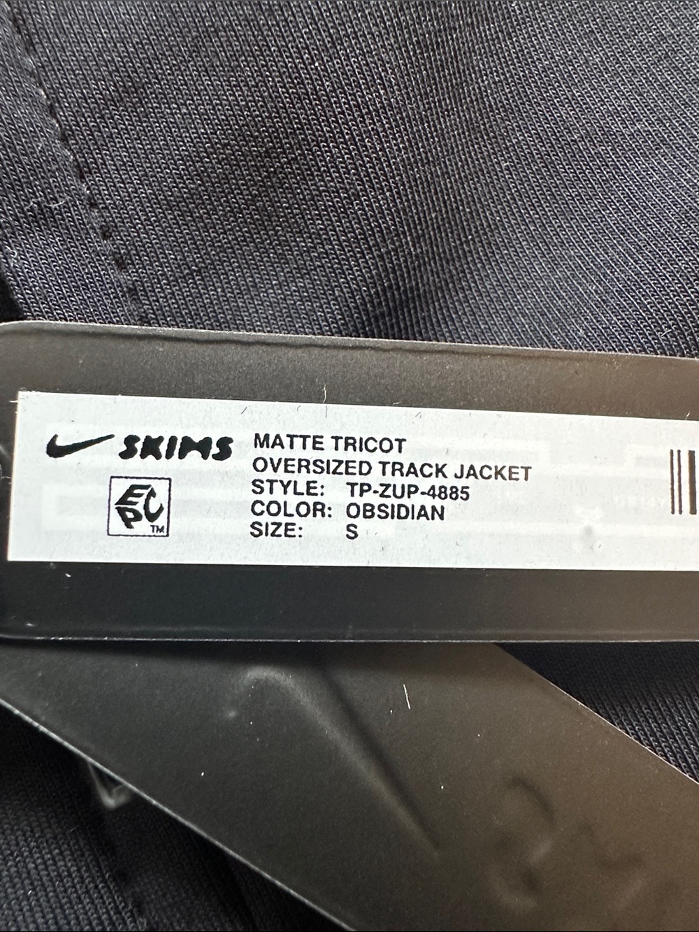 SKIMS Obsidian Matte Tricot Oversized Track Jacket - Picture 2 of 4